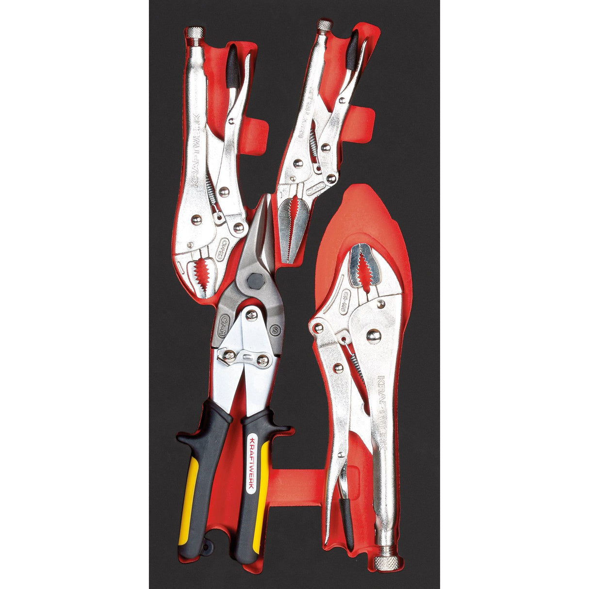 Kraftwerk PRO LINE Gripzangen & Blechschere Set, EVA-Einlage, 20 x 40 cm, 4-tlg