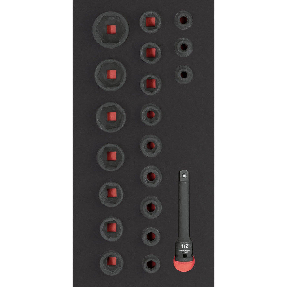Kraftwerk PRO LINE 1/2" Schlag-Maschinenschrauber Steckschlüsseleinsatz Set, EVA-Einlage, 20 x 40 cm, 20-tlg