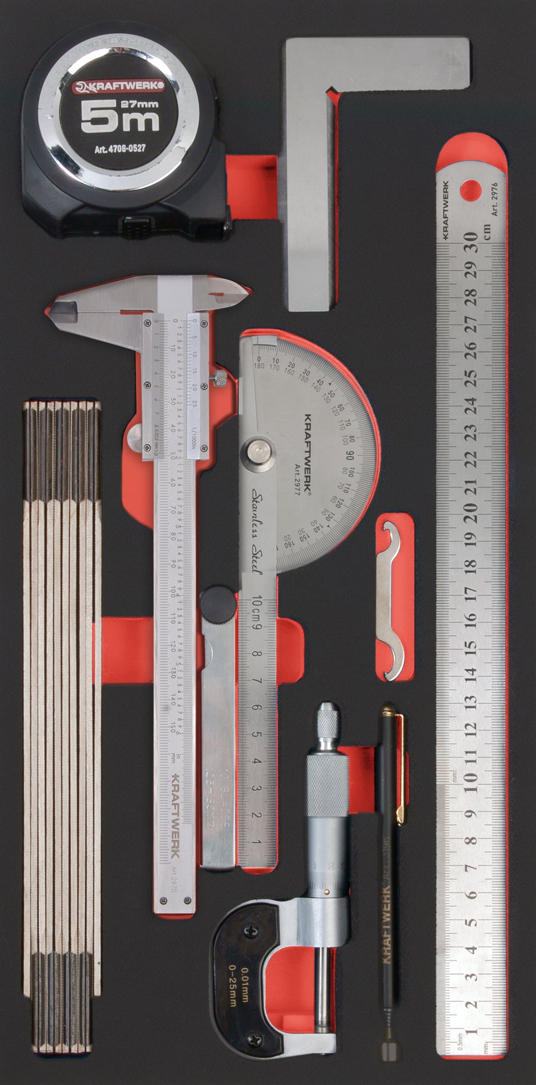 Kraftwerk PRO LINE Messwerkzeug Set, EVA-Einlage, 20 x 40 cm, 9-tlg.