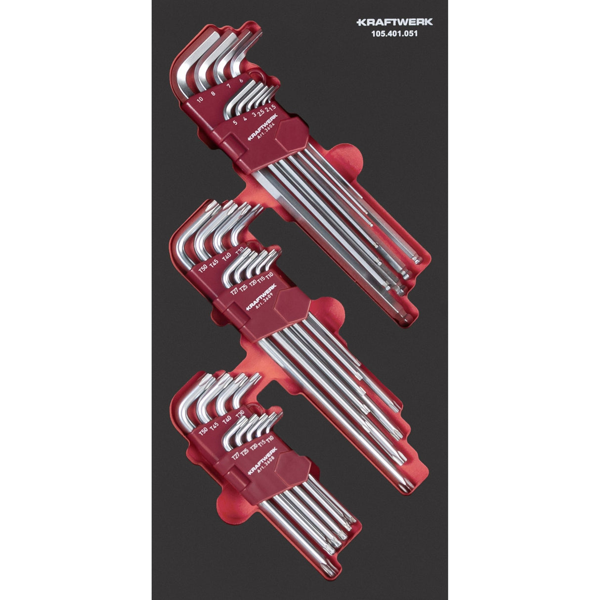 Kraftwerk PRO LINE Winkelschraubendreher Set, EVA-Einlage, 20 x 40 cm, 28-tlg