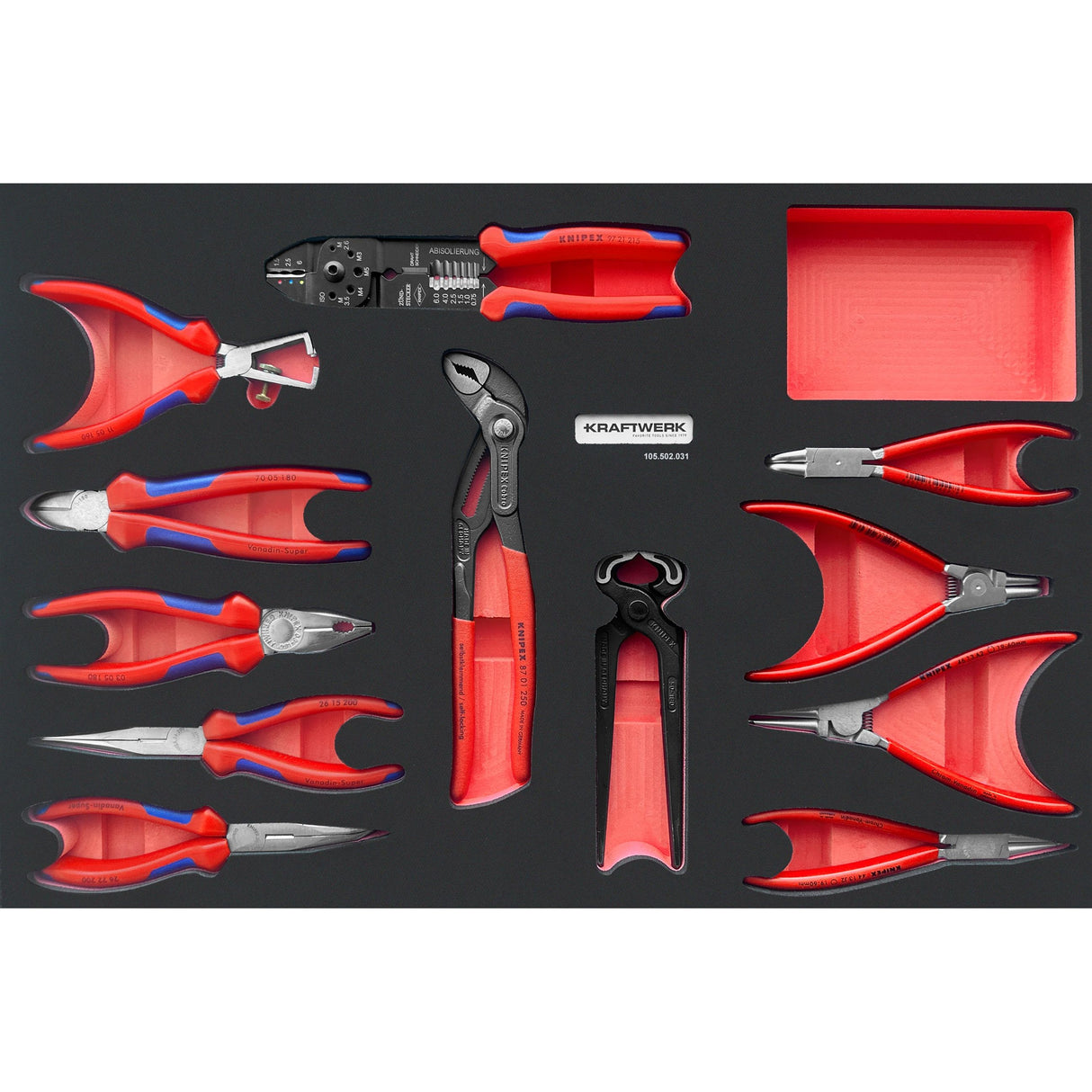Kraftwerk PRO LINE KNIPEX Zangen Set, EVA-Einlage, 60 x 40 cm, 12-tlg