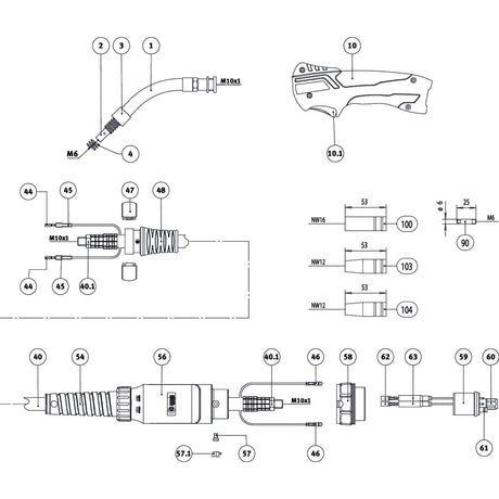REHM MIG/MAG Schweißbrenner, gaskühlt  EVO MB 15 3m Alu SM-1050156
