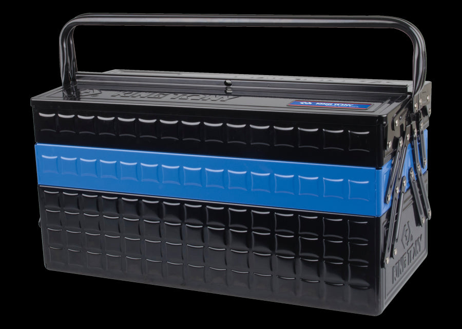 KING TONY Profi-Werkzeuge - Metall-Werkzeugkiste 470x220x260 mm - Schwarz / Blau 87A05A0KB