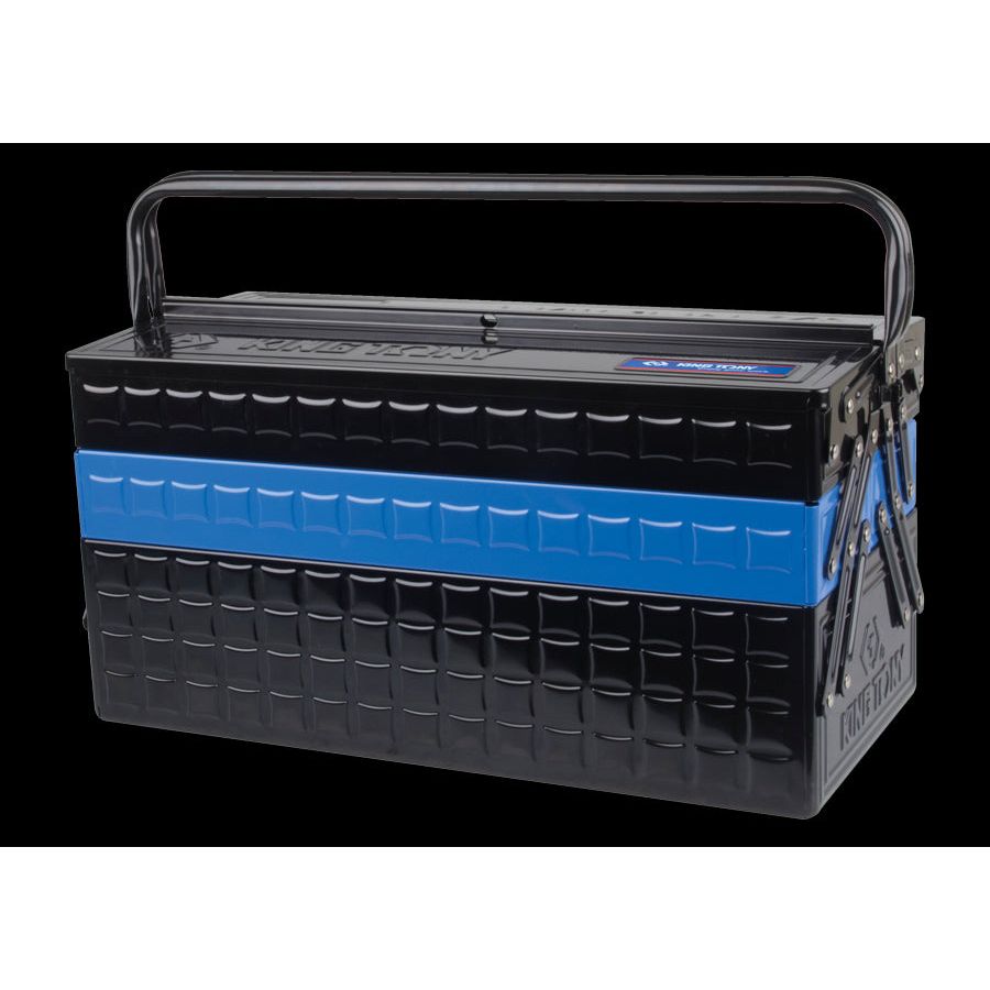 KING TONY Profi-Werkzeuge - Metall-Werkzeugkiste 470x220x260 mm - Schwarz / Blau 87A05A0KB