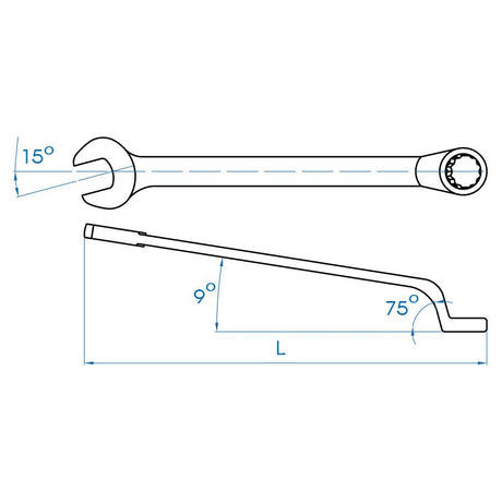 KING TONY Profi-Werkzeuge - Ring-Maulschlüssel, metrisch, 75° - 24 mm 106724
