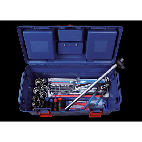 KING TONY Profi-Werkzeuge - Kompletter Kunststoff-Werkzeugkasten, Zoll - 27  tlg. 72026SR