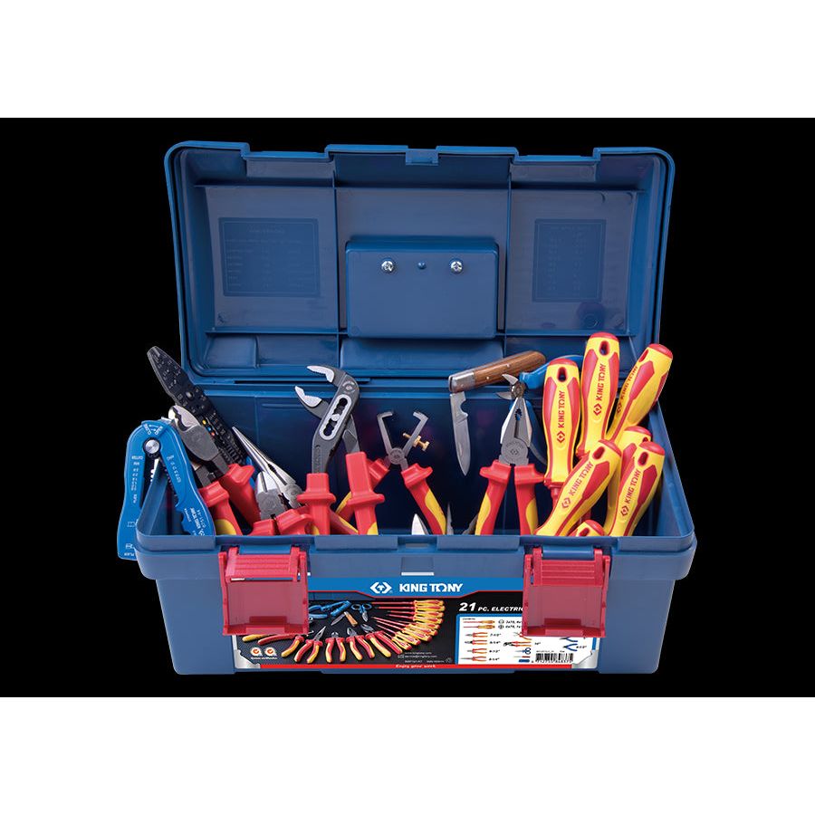 KING TONY Profi-Werkzeuge - Werkzeugsortiment Elektroarbeiten - 21 tlg. 41521ELECT