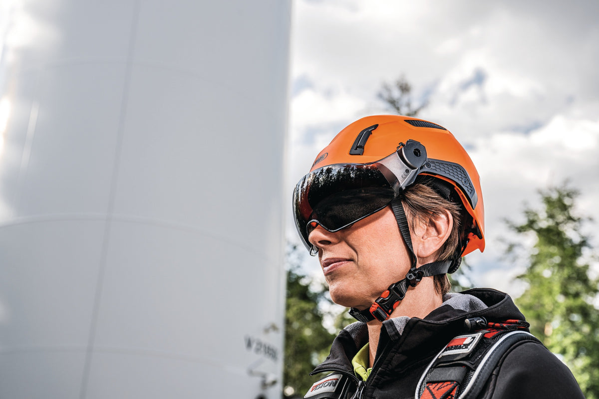 ABUS Industriekletterhelm Spector blaze red – ABS-Außenschale, EPS-Innenschale, EN 397