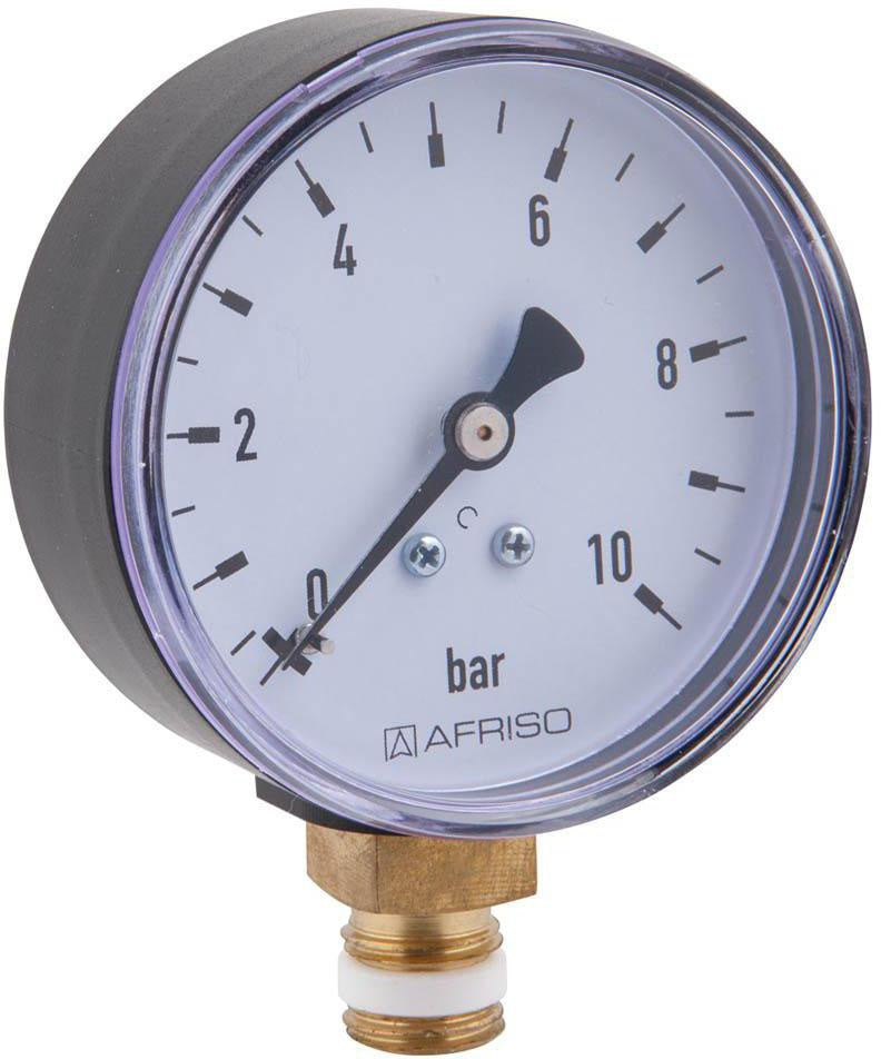 AFRISO Rohrfedermanometer RF 63 0/6 bar G1/4B mit PTFE-Dichtung, radial, Klasse 2,5