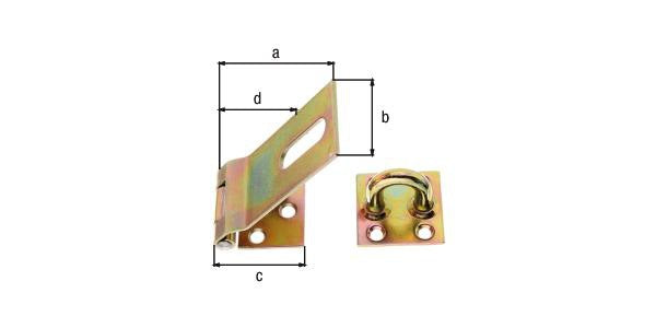 GAH Sicherheitsüberfalle 93 x 38 mm aus Stahl, galvanisch verzinkt und dickschichtpassiviert