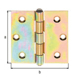 GAH Scharnier 76 x 76 mm sendzimirverzinkt mit losem Edelstahlstift – quadratisch