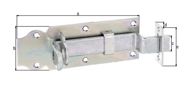 GAH Schlossriegel 120 mm gekröpft, Stahl galvanisch verzinkt, Ausschub 25 mm