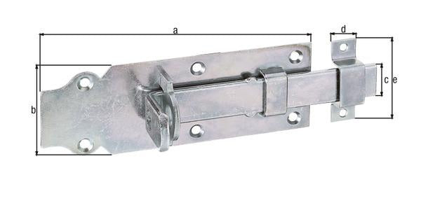 GAH Schlossriegel 140 mm Stahl galv. verzinkt dickschichtpassiviert mit flachem Griff und Schlaufe