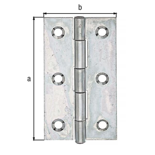 GAH Scharnier 82 x 45 mm sendzimirverzinkt, schmal, mit Edelstahl-Stift