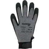 ASATEX Handschuhe Gr.8 grau EN 388 PSA II – PVC-geschäumte HPT-Beschichtung, Klettverschluss, Anti-Vibration