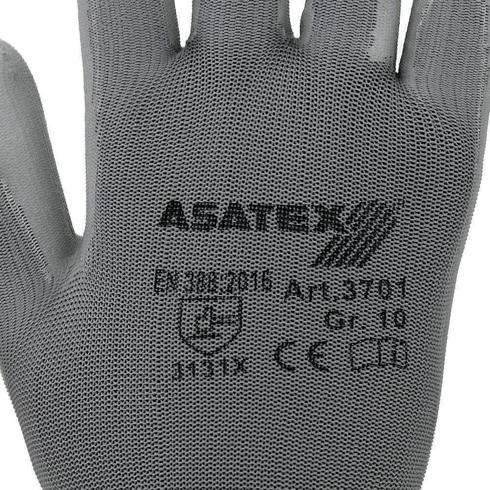 ASATEX Handschuhe Gr.8 weiß EN 388 PSA II Nylon mit PU-Beschichtung – 12 Paar