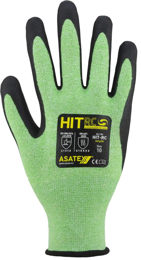 ASATEX Feinstrickhandschuh HIT-RC Gr.10 grün/schwarz EN 388/EN 407/EN ISO 21420 PSA II – 12 Paar