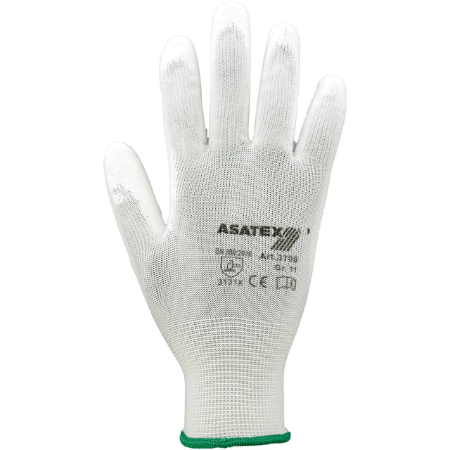 ASATEX Handschuhe Gr.8 weiß EN 388 PSA II Nylon mit PU-Beschichtung – 12 Paar