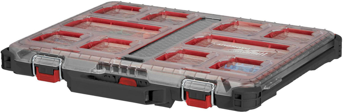 MILWAUKEE PACKOUT Slim Organizer mit 10 Einsätzen – Modularer Sortierkoffer