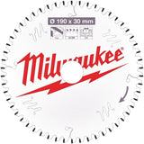 MILWAUKEE Kreissägeblatt 165 mm Z52 für Holz und Aluminium – Handkreissäge