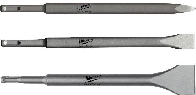 MILWAUKEE Meißel-Set 3-teilig mit Spitz-, Flach- und Breitmeißel, 250 mm Länge