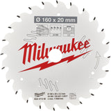 MILWAUKEE Kreissägeblatt 160 mm Z24 WZ – Dünne Schnittbreite für Akku-Handkreissägen