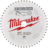MILWAUKEE Kreissägeblatt 165 mm Z52 für Holz und Aluminium – Handkreissäge