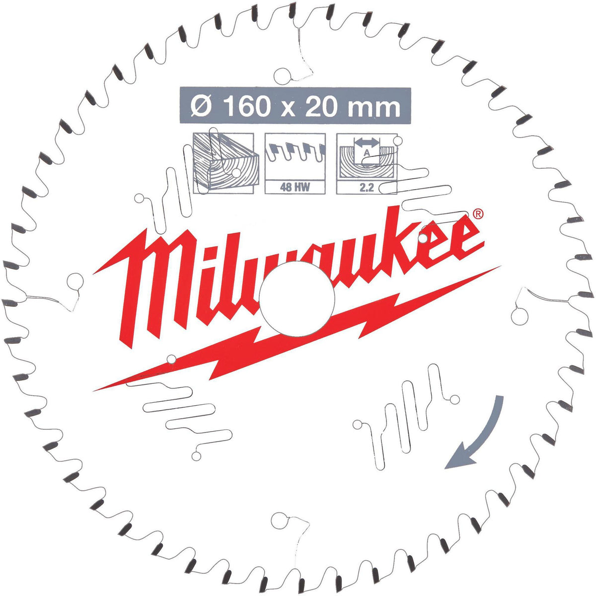 MILWAUKEE Kreissägeblatt 160 mm Z24 WZ – Dünne Schnittbreite für Akku-Handkreissägen