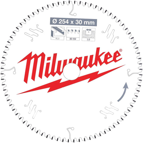 MILWAUKEE Kreissägeblatt 254 mm Z80 Aluminium für Gehrungssägen