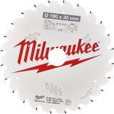MILWAUKEE Kreissägeblatt 160 mm Z24 WZ – Dünne Schnittbreite für Akku-Handkreissägen