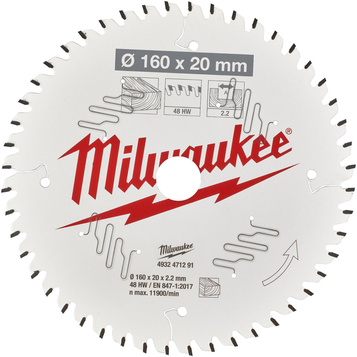MILWAUKEE Kreissägeblatt 160 mm Z24 WZ – Dünne Schnittbreite für Akku-Handkreissägen