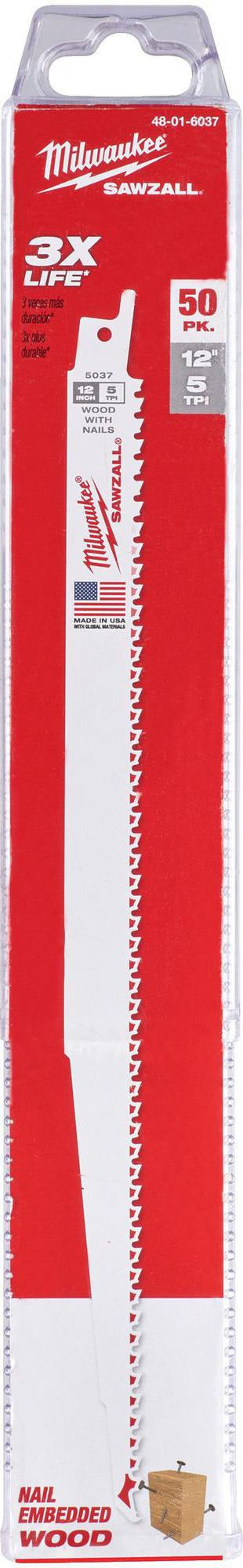 MILWAUKEE Säbelsägeblatt Universal 150 mm Bi-Metall 5 TPI für Holz mit Nägeln
