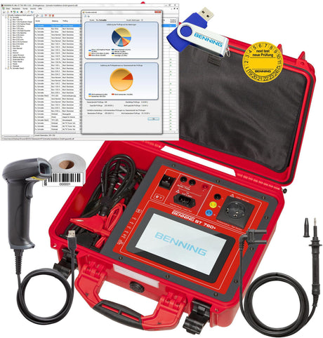BENNING Gerätetester-Set ST 760+ SET mit MA 4 Messadapter, Software und Zubehör für normkonforme Prüfungen