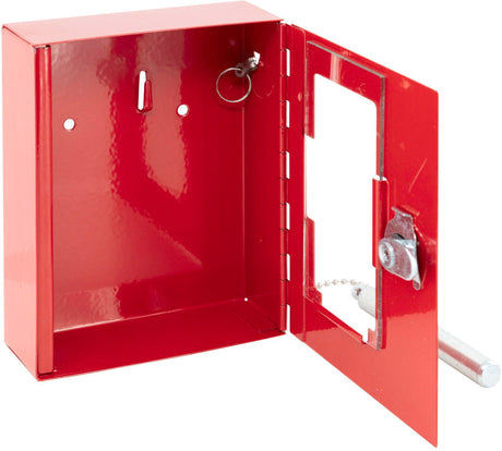 BURG-WÄCHTER Notschlüsselbox EMG 6165 – Stahlblech, rot lackiert, 1 Haken, inkl. Glasbruchstift