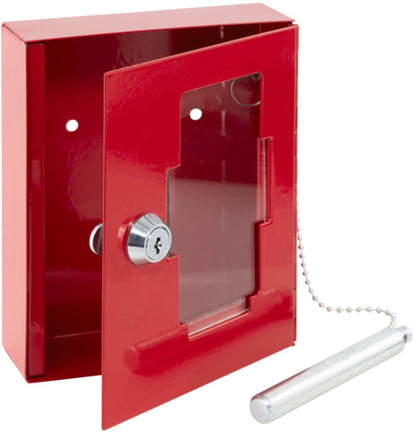 BURG-WÄCHTER Notschlüsselbox EMG 6165 – Stahlblech, rot lackiert, 1 Haken, inkl. Glasbruchstift