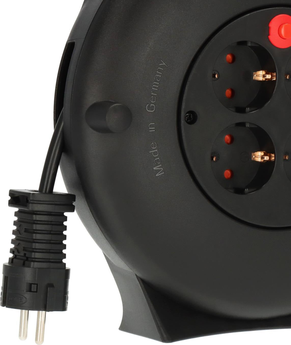 BRENNENSTUHL Kabelbox 15m H05VV-F 3x1,5 mm² mit 4 Schutzkontaktsteckdosen und Überhitzungsschutz