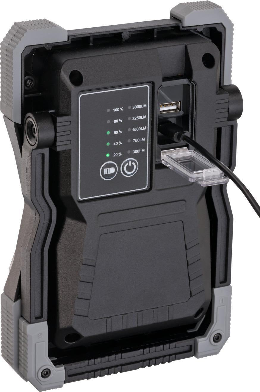 BRENNENSTUHL Akku-LED-Strahler RUFUS 30 W 3000 lm IP65 mit Powerbank-Funktion