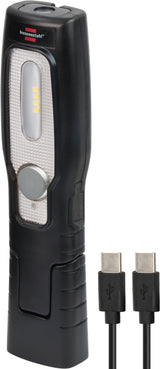 BRENNENSTUHL Akku-LED-Handleuchte HL 201 A – 250 + 70 lm, 3,7 V Li-Ion, knickbarer Fuß, Magnet