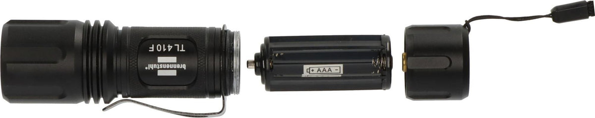 BRENNENSTUHL LED-Taschenlampe LuxPremium TL 410 F, 350 lm, 136 m, Alu, IP44, 6900 K, inkl. Batterien