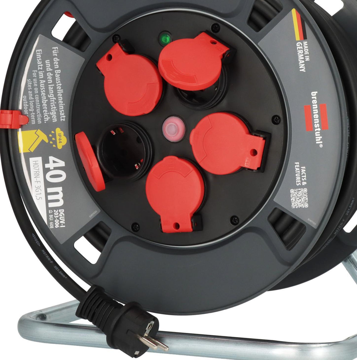 Brennenstuhl Kabeltrommel 320 KU 4200 40m Gummi-Neopren 3x2,5mm² IP44 mit 5 Schutzkontaktsteckdosen