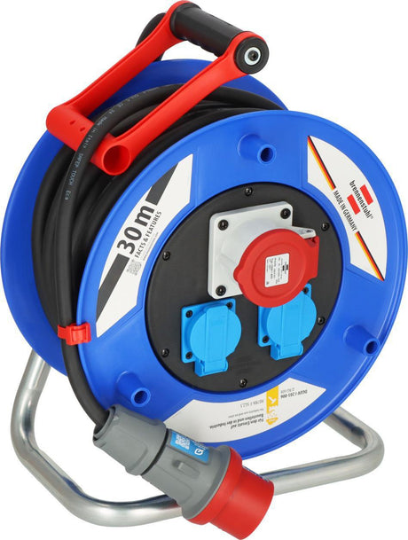 Brennenstuhl Drehstromkabeltrommel Garant 30m H07RN-F 5x2,5mm² – 2 Schutzkontaktsteckdosen, CEE 400V