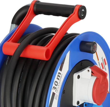 Brennenstuhl Drehstromkabeltrommel Garant 30m H07RN-F 5x2,5mm² – 2 Schutzkontaktsteckdosen, CEE 400V