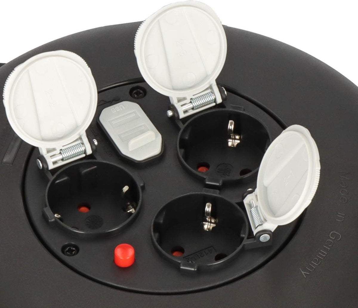 BRENNENSTUHL Kabelbox 15m H05VV-F 3x1,5 mm² mit 4 Schutzkontaktsteckdosen und Überhitzungsschutz