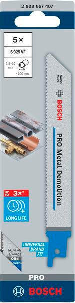 Bosch Säbelsägeblatt S 1122 EF, 225 mm, Bi-Metall, 5 Stück, für Metall und Rohre