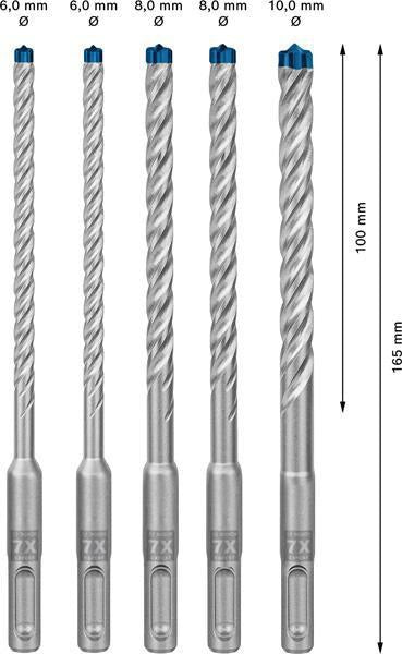 BOSCH Hammerbohrersatz Expert SDS plus-7X 5-teilig für Stahlbeton