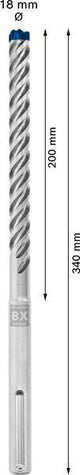 BOSCH Hammerbohrer Expert SDS max-8X Ø12 mm, Arbeitslänge 200 mm