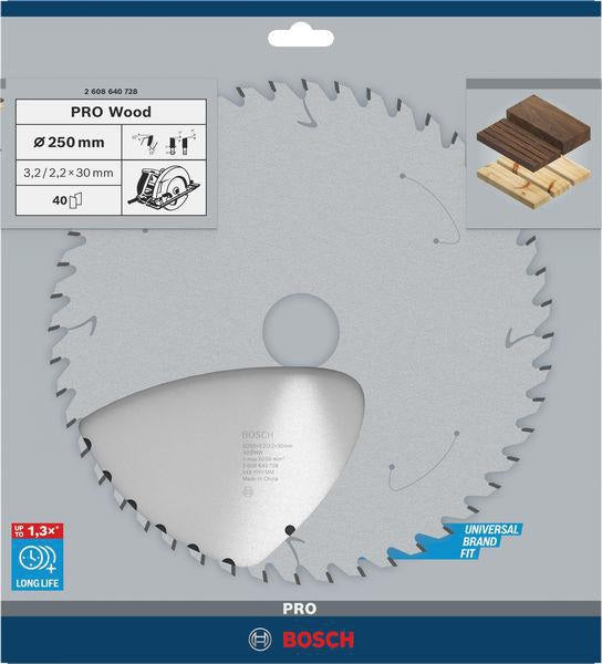 Bosch Kreissägeblatt PRO Wood AD 160 mm Z24 WZ für präzise Holzschnitte