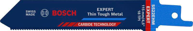 Bosch Expert Thin Tough Metal Säbelsägeblatt S522EHM 115 mm TPI 18 für Edelstahl
