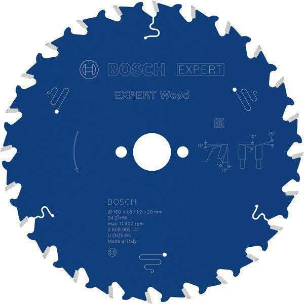 Bosch Kreissägeblatt Expert Wood AD 160 mm Z24 WZ – Hartmetall für Akkusägen