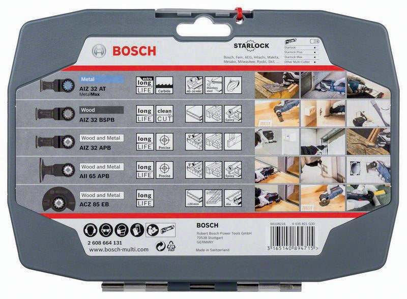 BOSCH Sägeblatt-Set Starlock BoC 5-teilig für Holz und Metall – Profi-Set für Multifunktionswerkzeuge